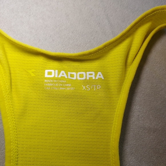 Diadora Yellow Lightweight Athletic Running Tank Top Shirt, XS - Picture 4 of 8